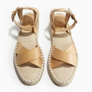 H&M New Women’s Canvas Beige Espadrille Summer Criss Cross Sandals Size 6